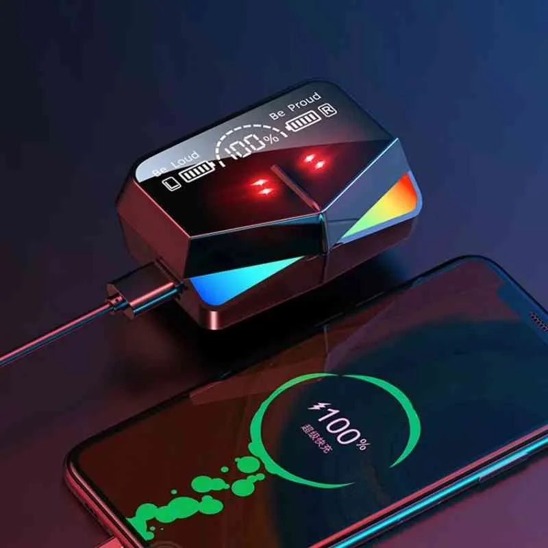 M28 Gaming Wireless Earbuds with RGB Lights & Digital LED Display
