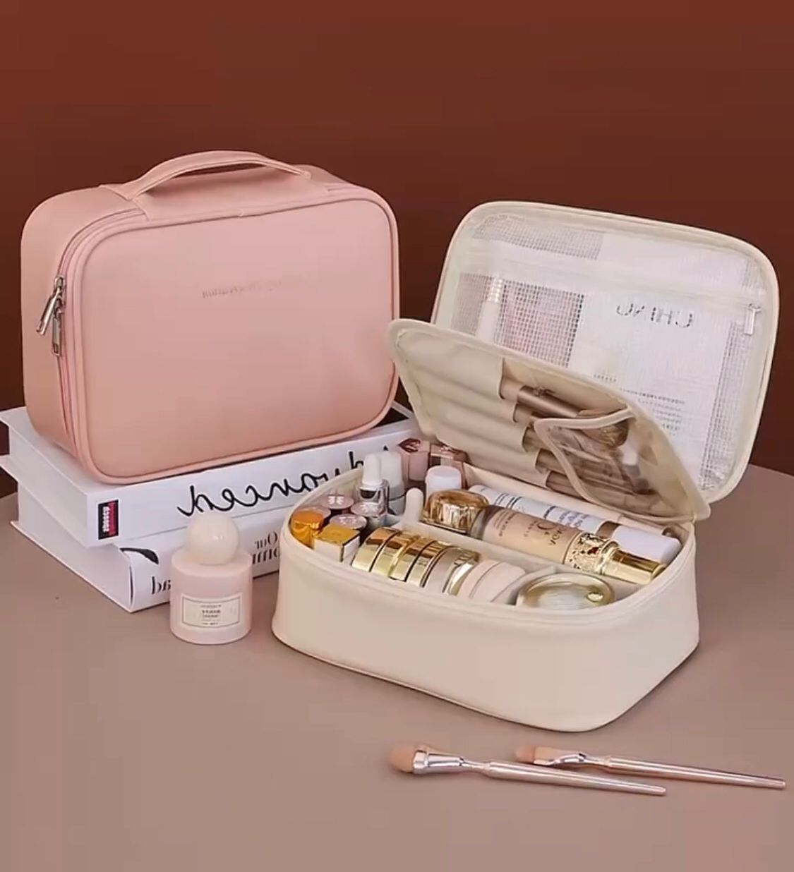 Makeup Pouch Women's Portable Divided Cosmetic