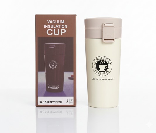 Hot & Cold Stainless Steel Vacuum Flask – 380ml | Double Wall Insulated | Leakproof Coffee & Tea mug (random Color)