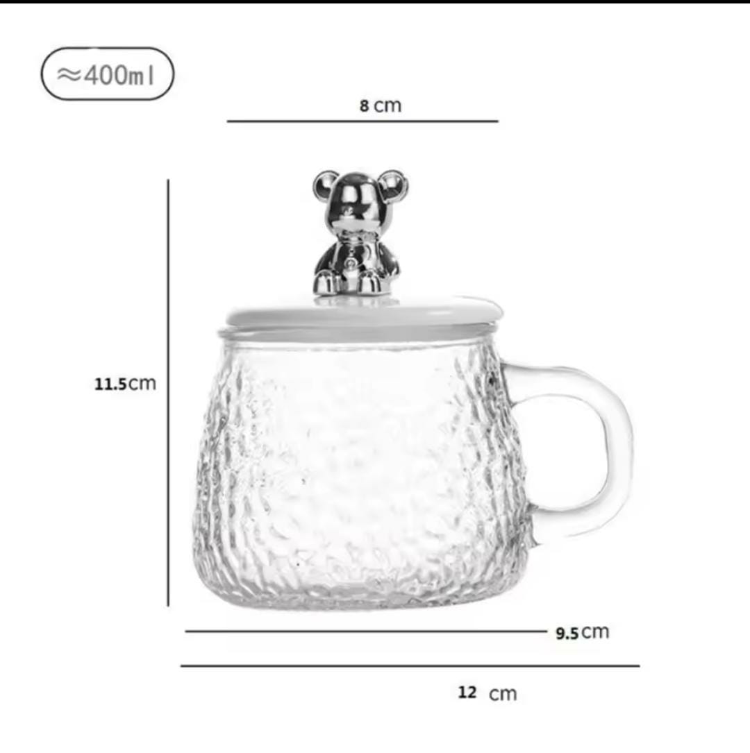 Glass Cup With Spoon and lid