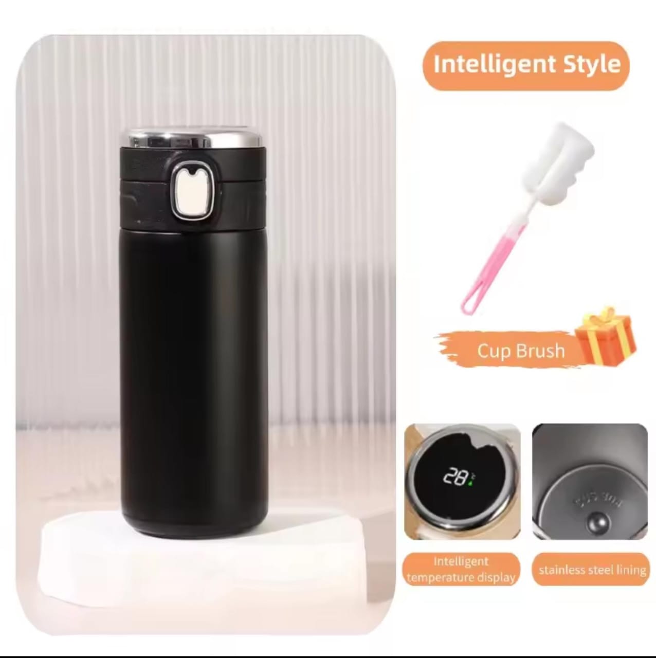 Sus 380ml Steel Insulated Thermos with Temperature sensor