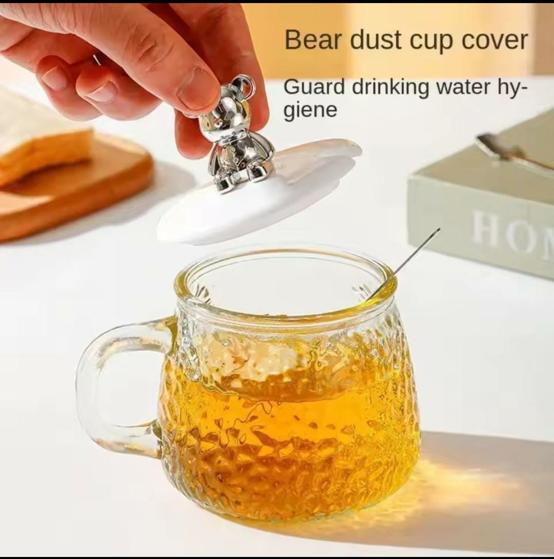 Glass Cup With Spoon and lid