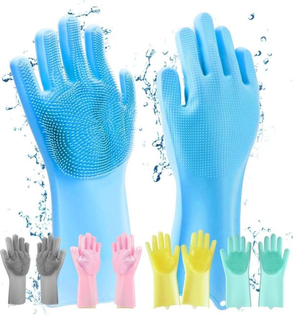 Magic Silicone Dish Washing Gloves – Reusable Rubber Cleaning Gloves