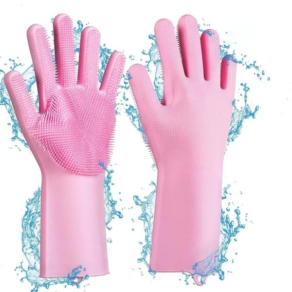 Magic Silicone Dish Washing Gloves – Reusable Rubber Cleaning Gloves