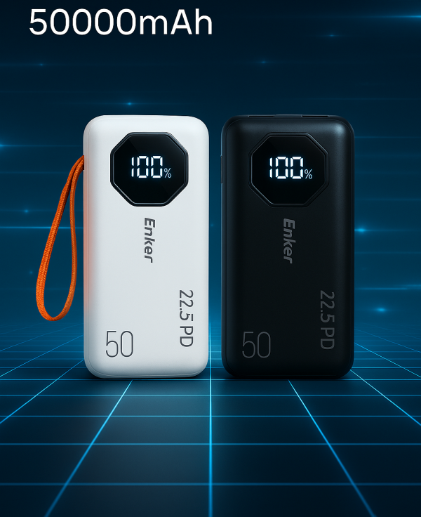 Enker 50000mah Power Bank – Ultra High Capacity, Fast Charging, Lithium Battery Portable Charger