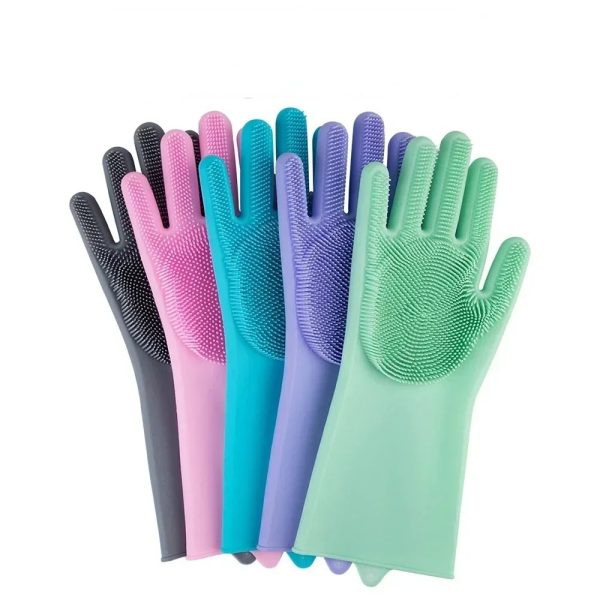 Magic Silicone Dish Washing Gloves – Reusable Rubber Cleaning Gloves